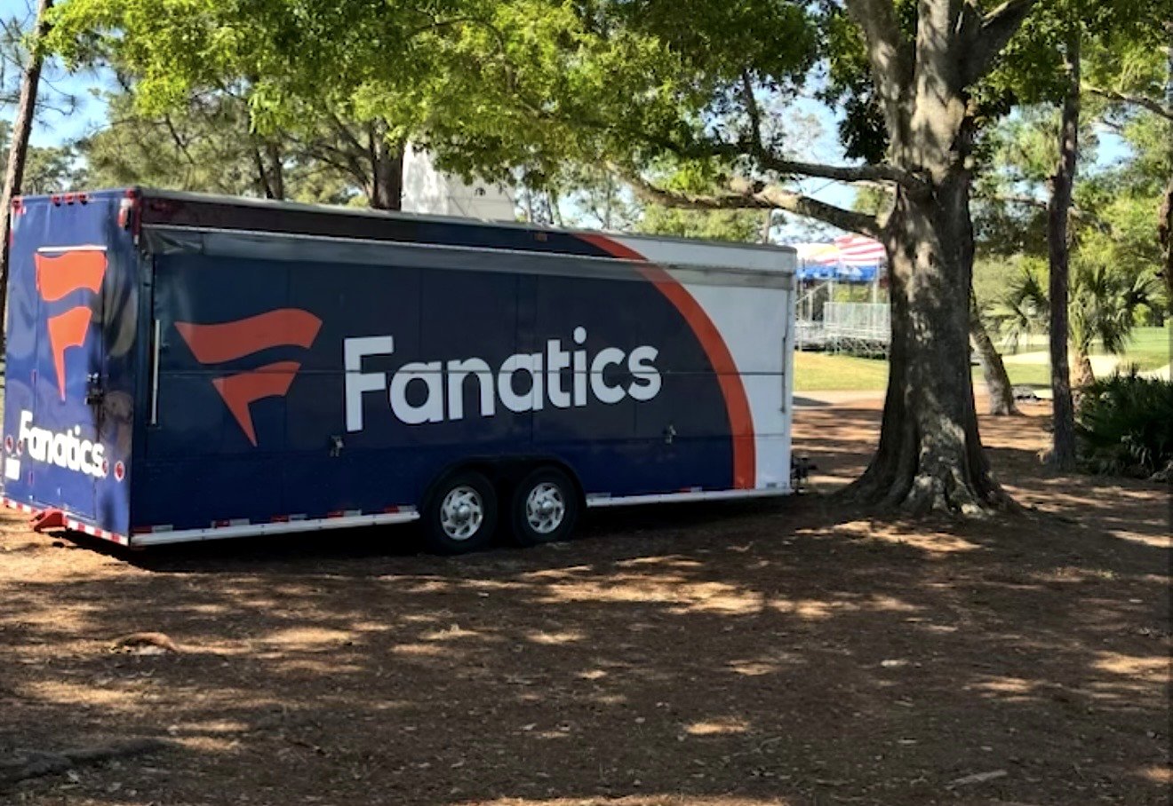 Fanatics merch trailer at an outdoor event